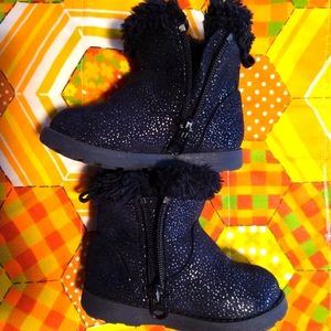 Cat & Jack Black fur-lined Toddler Sparkly glittery size 5 zipper winter boots